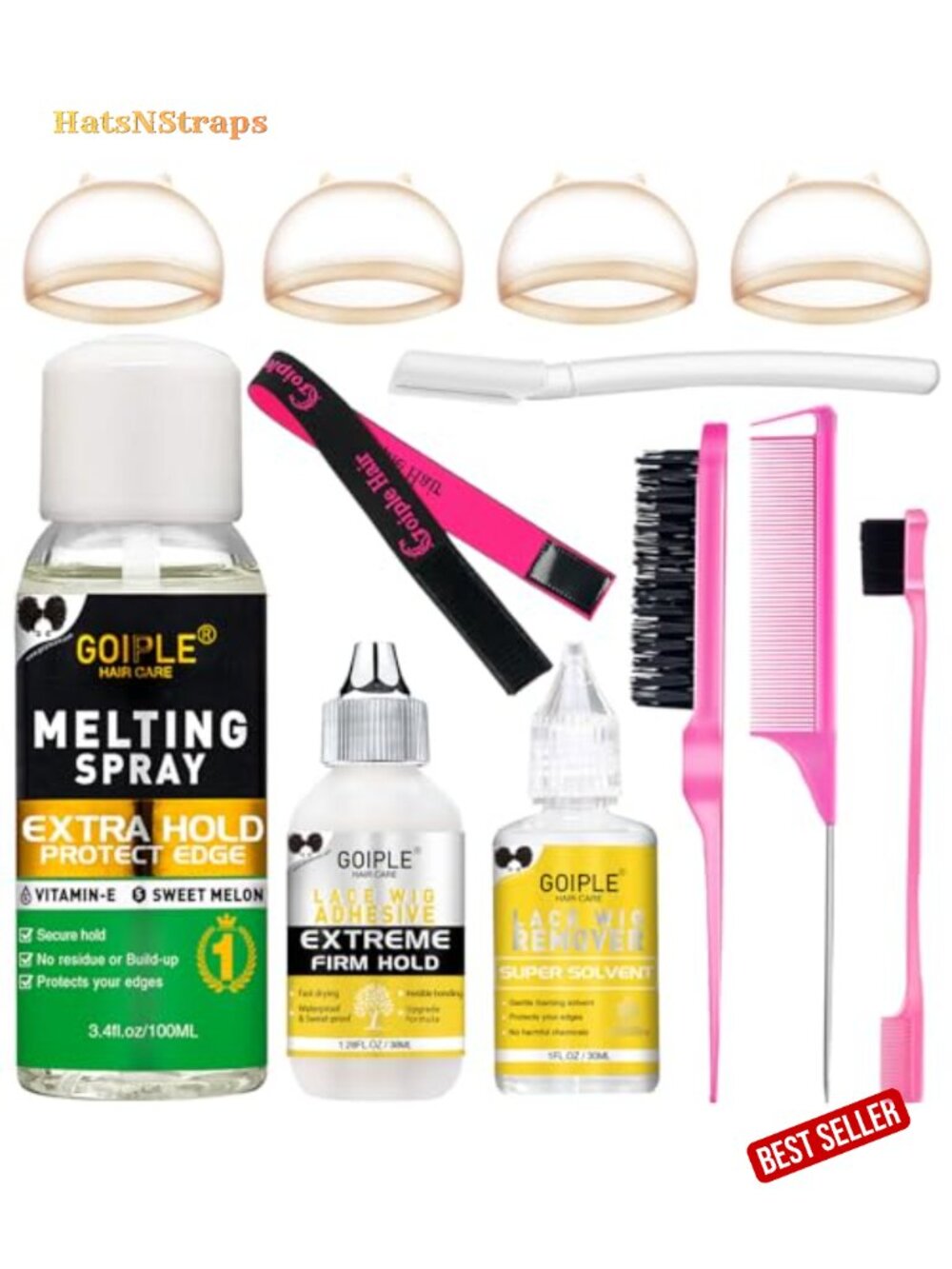 Lace Melting Spray and Wig Glue Kit for Glueless Wigs with Remover and Tools